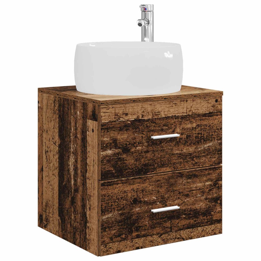 vidaXL Väggmonterad handfatsspegel Gammalt trä 49,5 x 44,5 x 66 cm