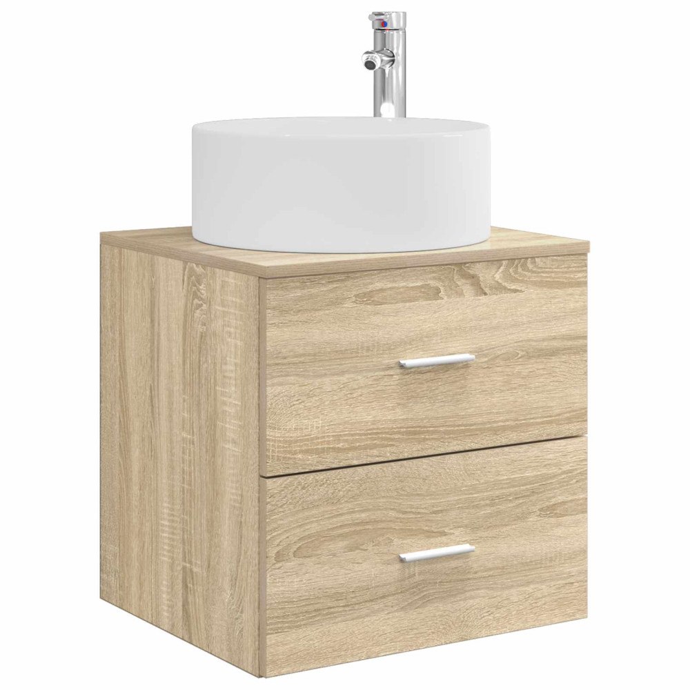 vidaXL Väggmonterad handfatsspegel Sonoma-ek 49,5 x 44,5 x 65,5 cm