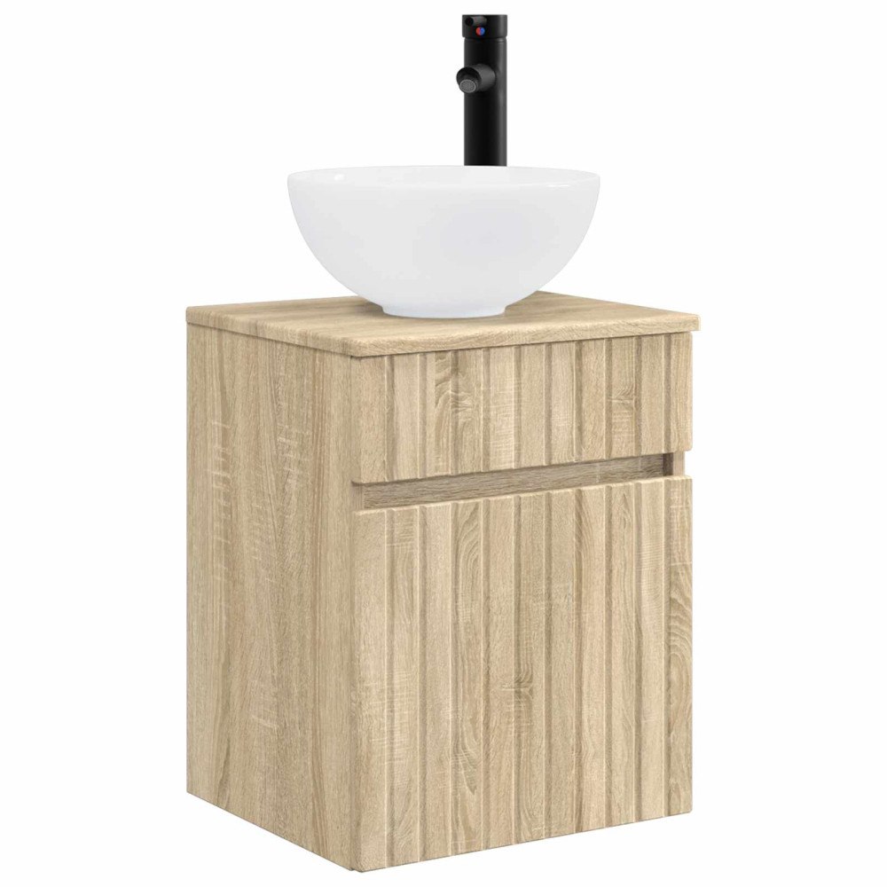vidaXL Väggmonterad handfatsspegel Sonoma-ek 39 x 41 x 64,5 cm