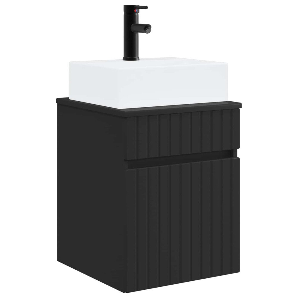 vidaXL Väggmonterad Handfat Vanity Svart 39 x 41 x 62,5 cm