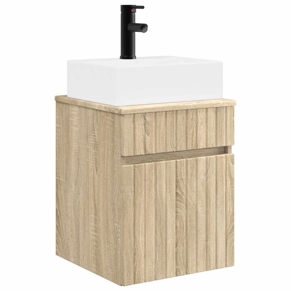 vidaXL Väggmonterad Handfat Vanity Sonoma-ek 39 x 41 x 62,5 cm