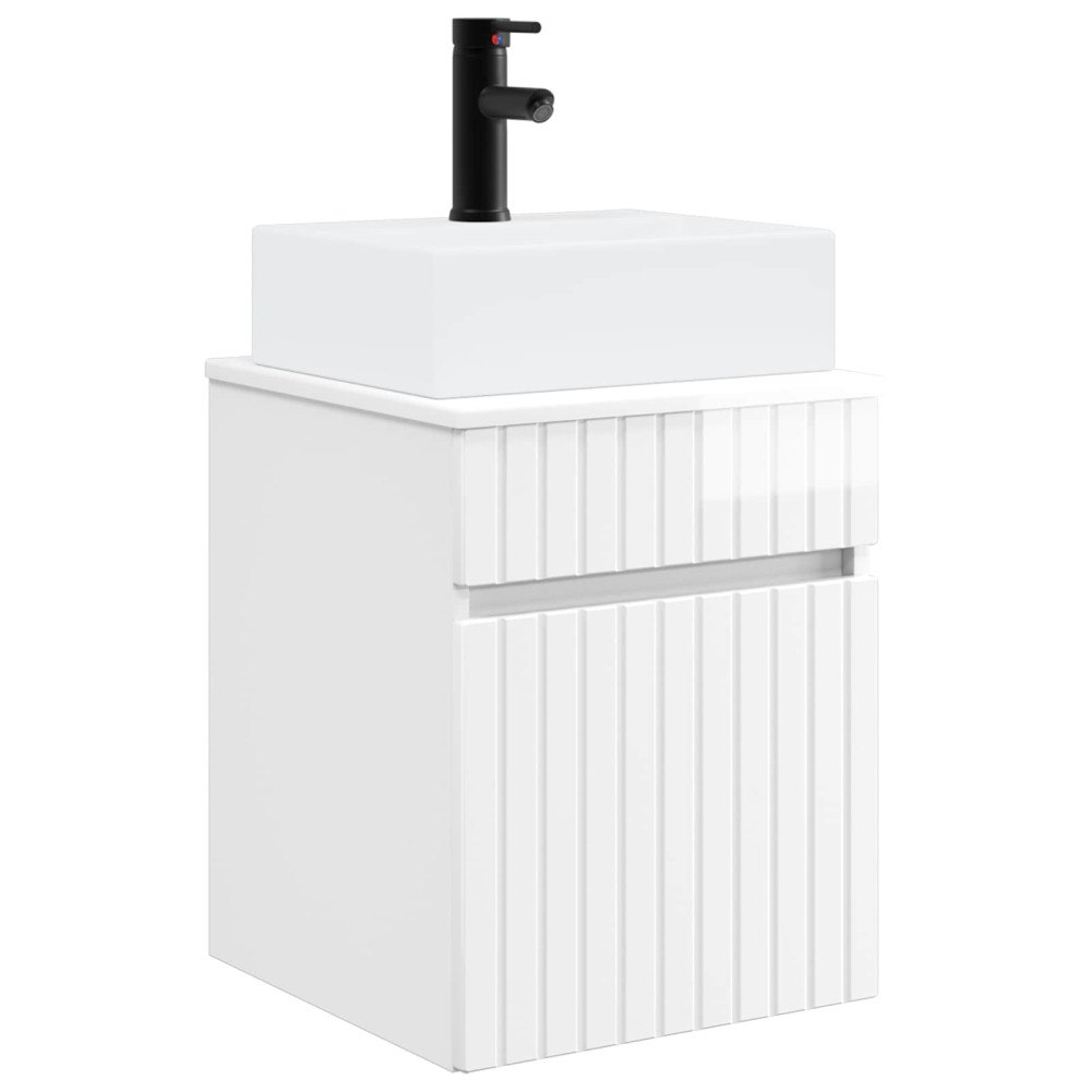 vidaXL Väggmonterad Handfat Vanity Vit högglans 39 x 41 x 62,5 cm