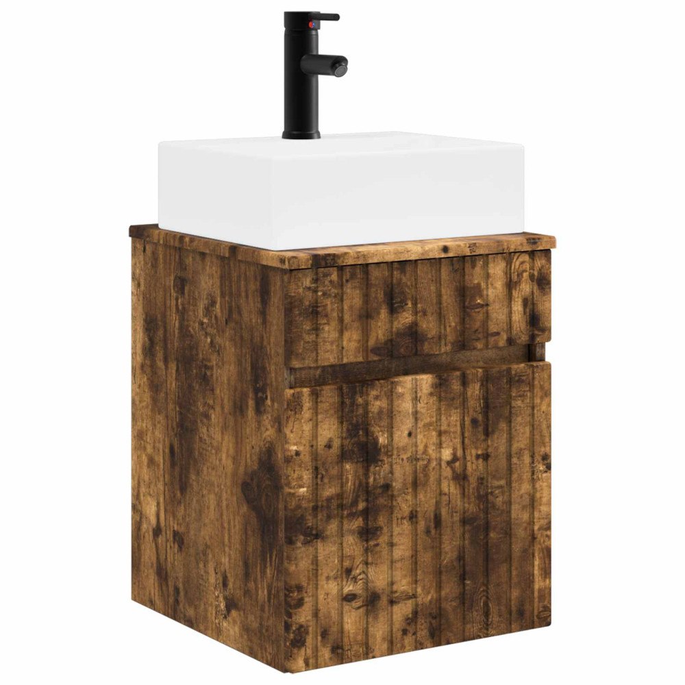 vidaXL Väggmonterad Handfat Vanity Rökt ek 39 x 41 x 62,5 cm