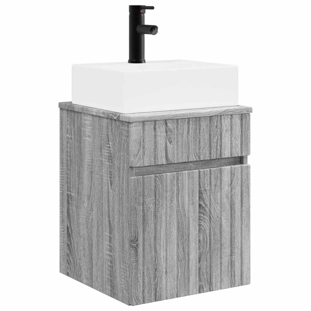 vidaXL Väggmonterad Handfat Vanity Grå Sonoma 39 x 41 x 62,5 cm