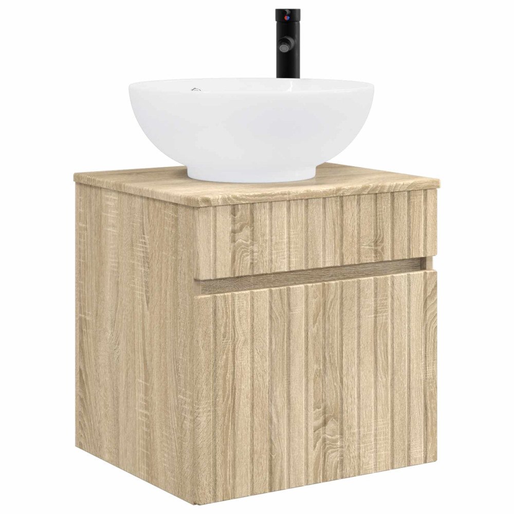 vidaXL Väggmonterad handfatsspegel Sonoma-ek 49 x 44,5 x 66,5 cm