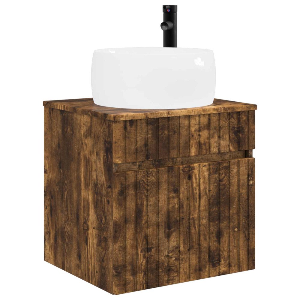 vidaXL Väggmonterad handfatsspegel Rökt ek 49 x 44,5 x 66 cm
