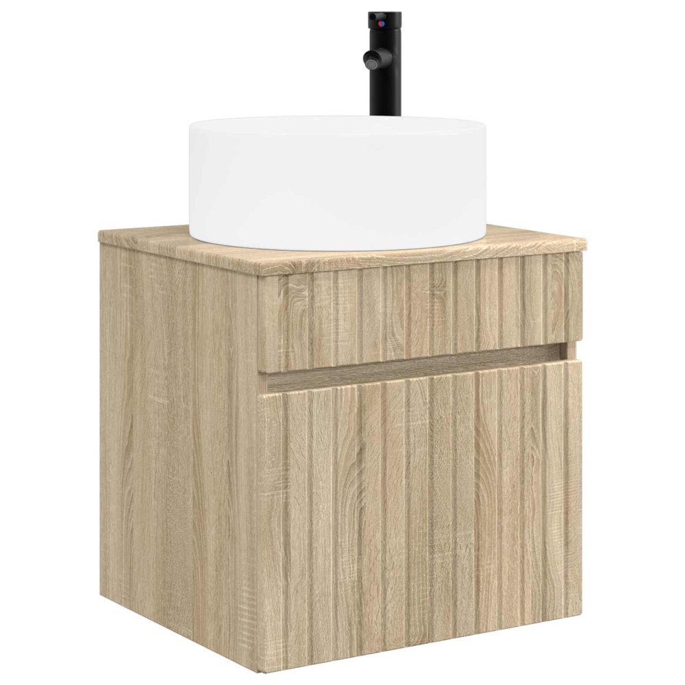 vidaXL Väggmonterad handfatsspegel Sonoma-ek 49 x 44,5 x 65,5 cm