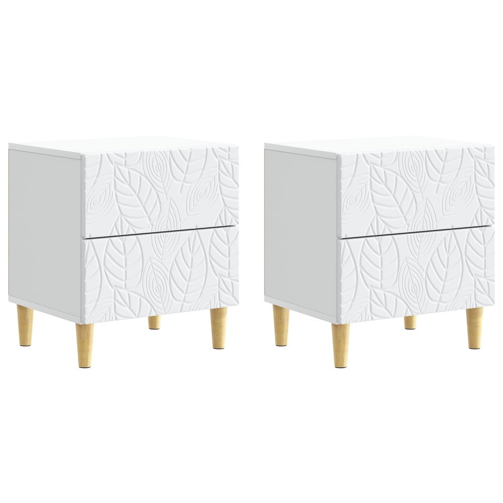 vidaXL Sängbord 2 pcs Vit 43 x 34,5 x 48 cm Konstruerat trä