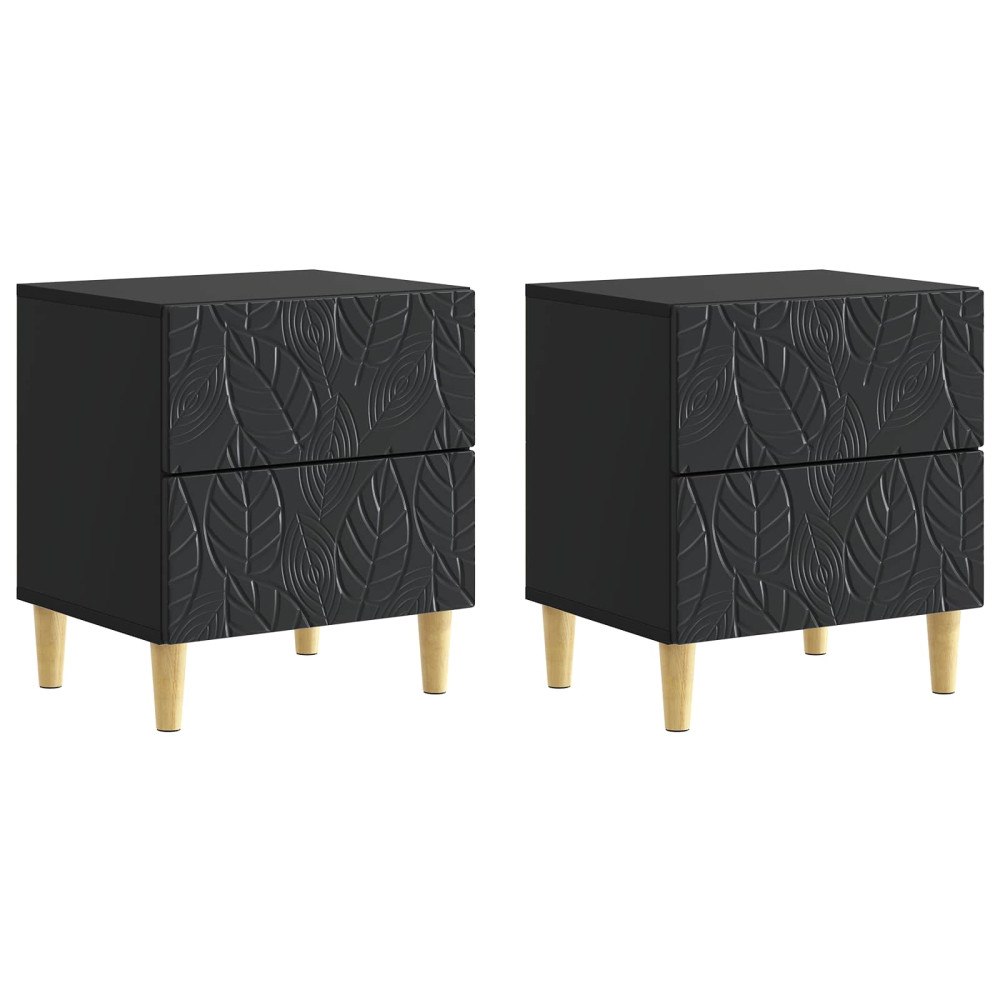 vidaXL Sängbord 2 pcs Svart 43 x 34,5 x 48 cm Konstruerat trä