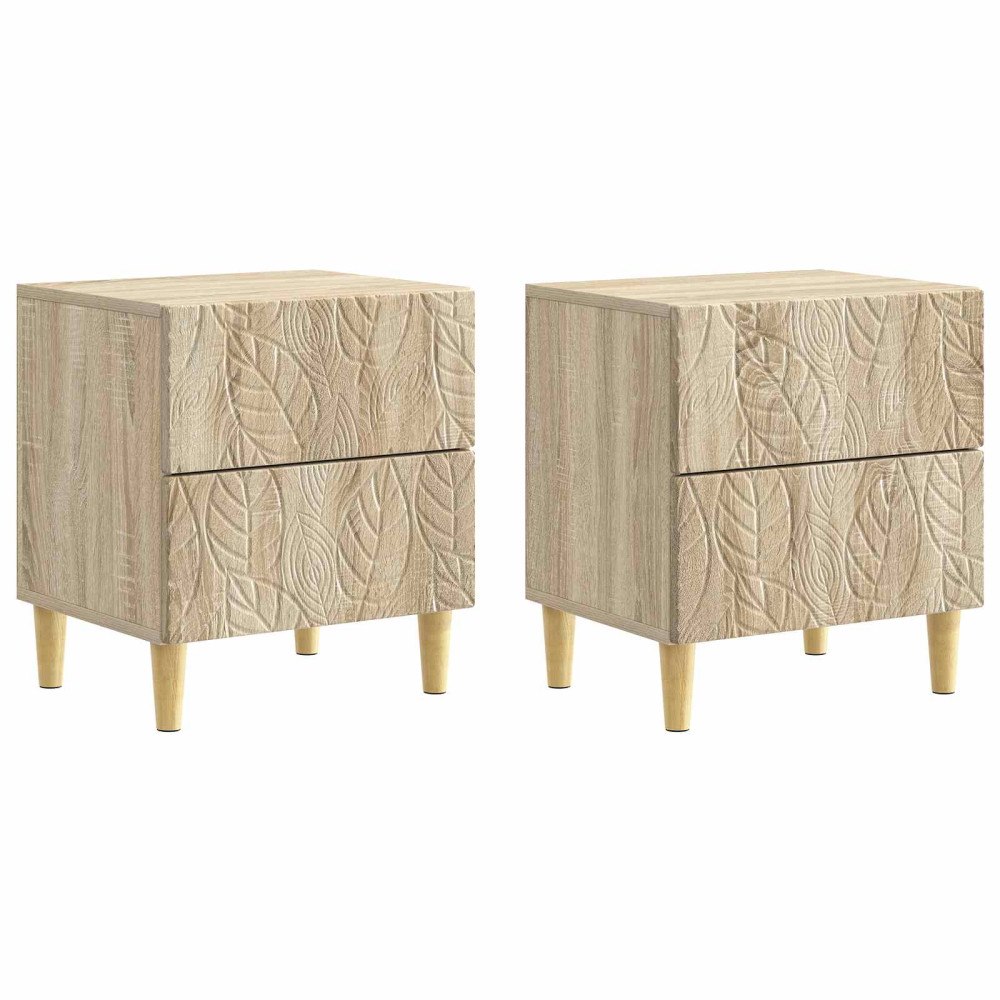 vidaXL Sängbord 2 pcs Sonoma-ek 43 x 34,5 x 48 cm Konstruerat trä