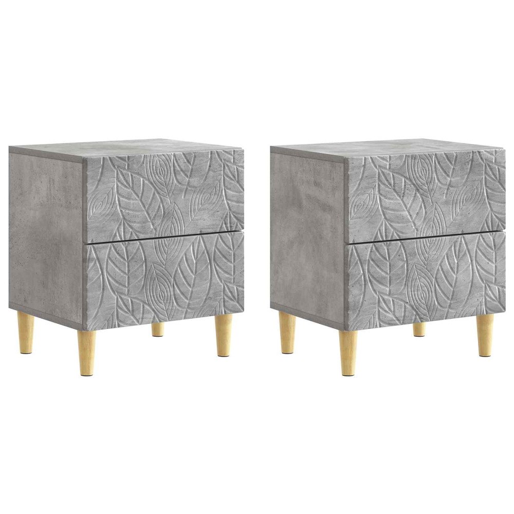 vidaXL Sängbord 2 pcs Betonggrå 43 x 34,5 x 48 cm Konstruerat trä