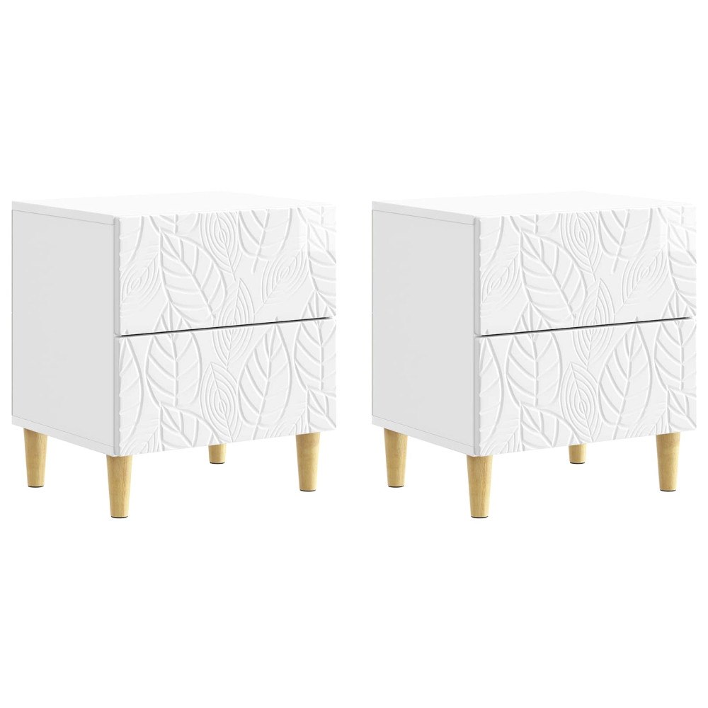 vidaXL Sängbord 2 pcs Vit högglans 43 x 34,5 x 48 cm Konstruerat trä