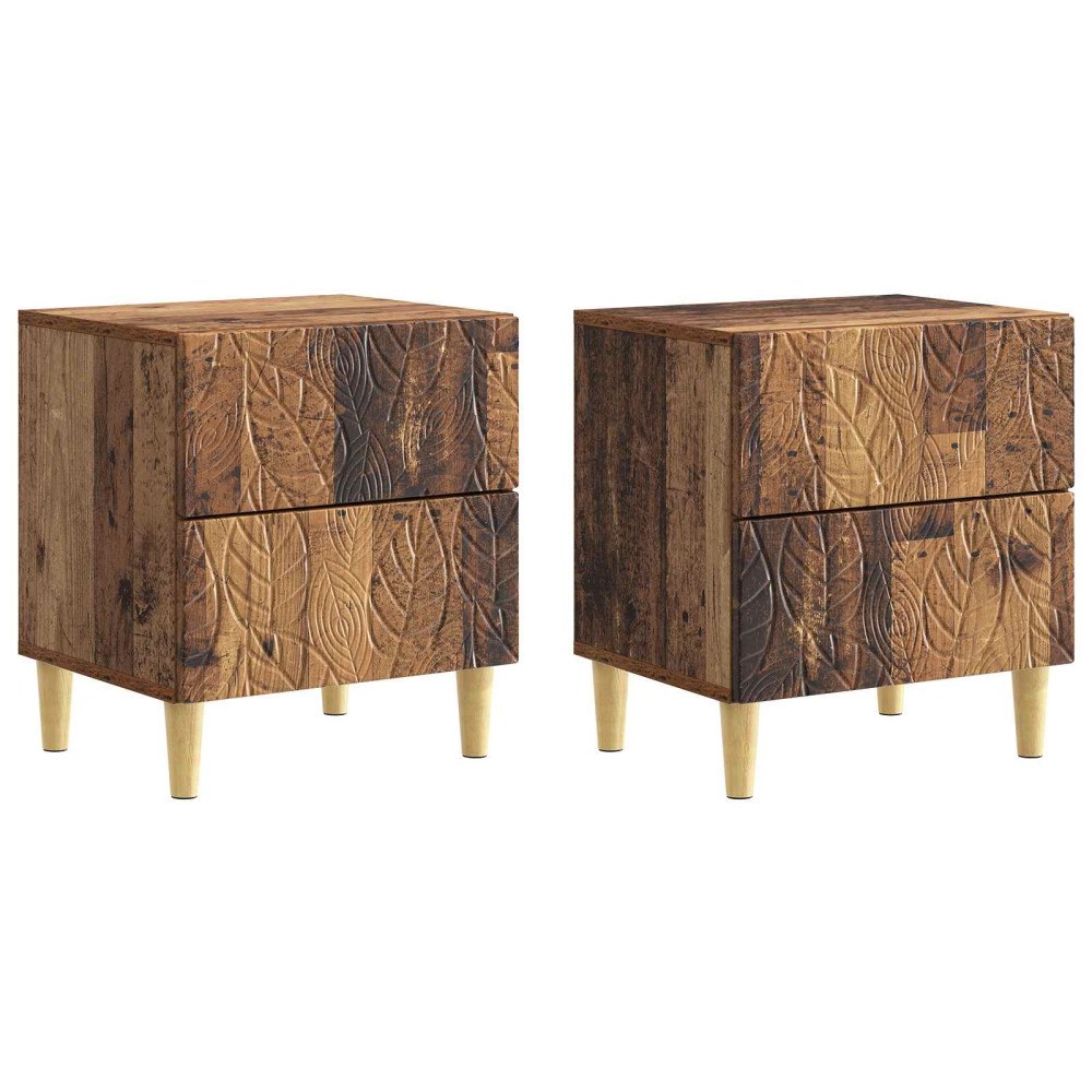 vidaXL Sängbord 2 pcs Gammalt trä 43 x 34,5 x 48 cm Konstruerat trä