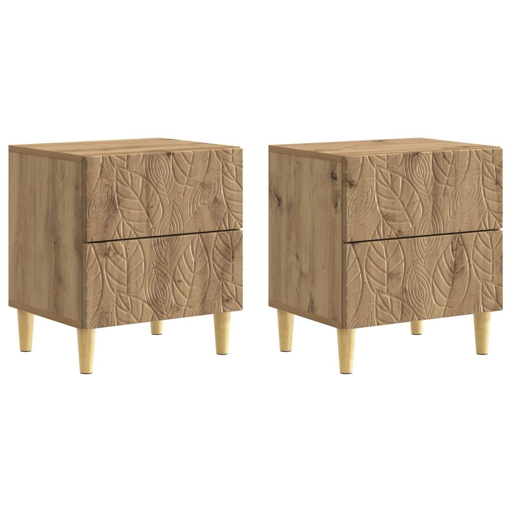 vidaXL Sängbord 2 pcs Artisan-ek 43 x 34,5 x 48 cm Konstruerat trä