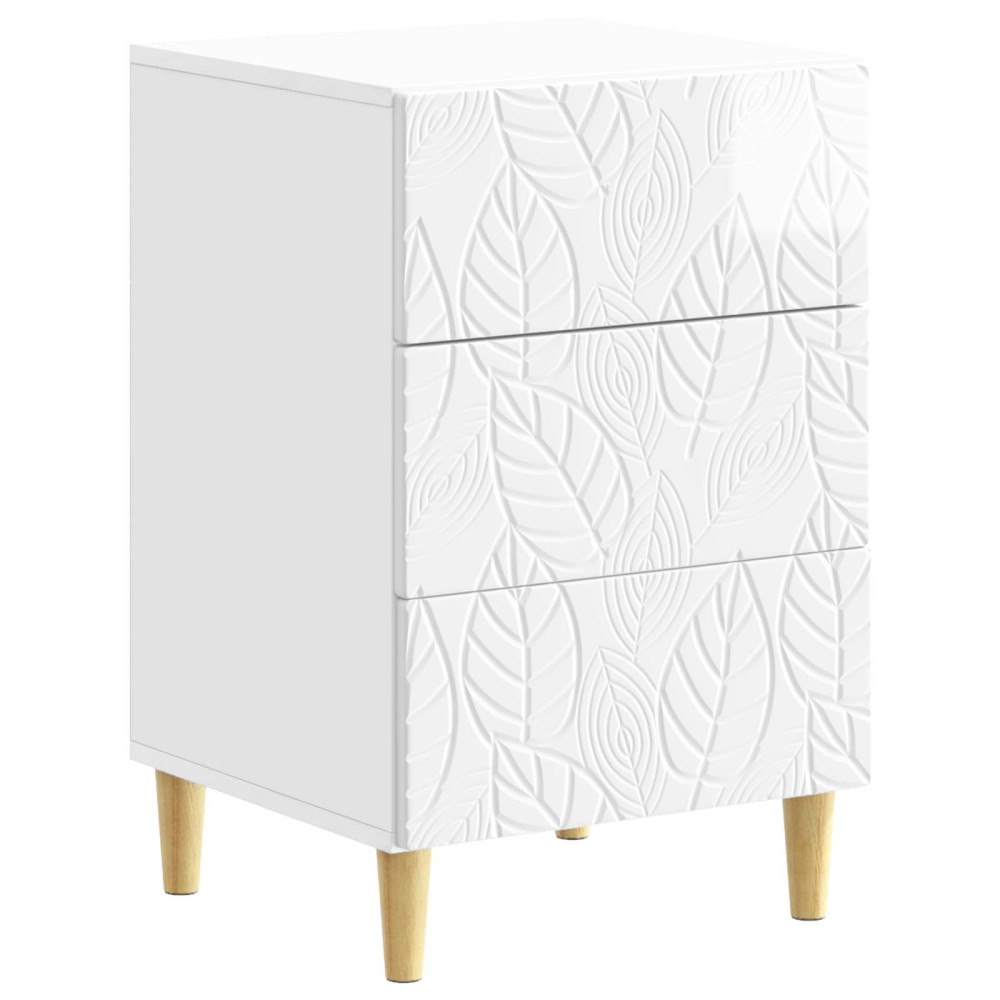 vidaXL Sängbord Vit högglans 43 x 39,5 x 66,5 cm Konstruerat trä