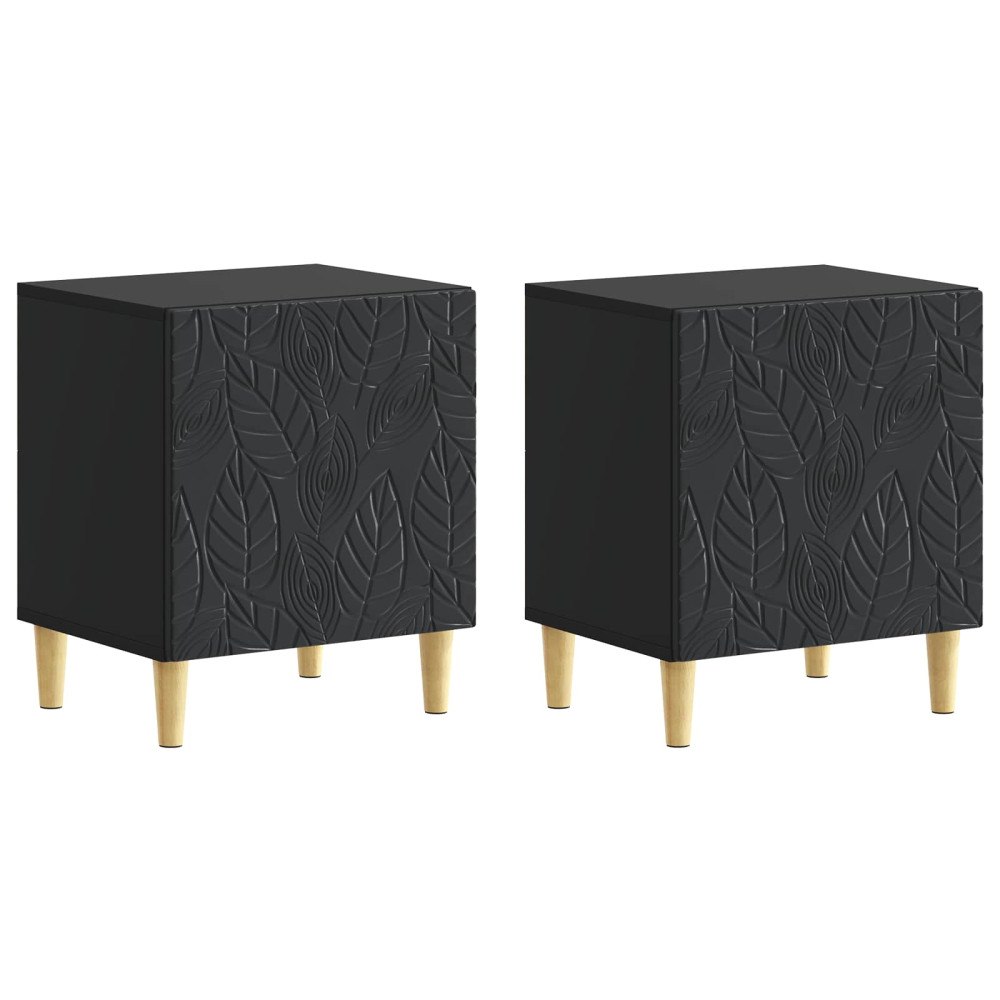 vidaXL Sängbord 2 pcs Svart 43 x 34,5 x 50 cm Konstruerat trä
