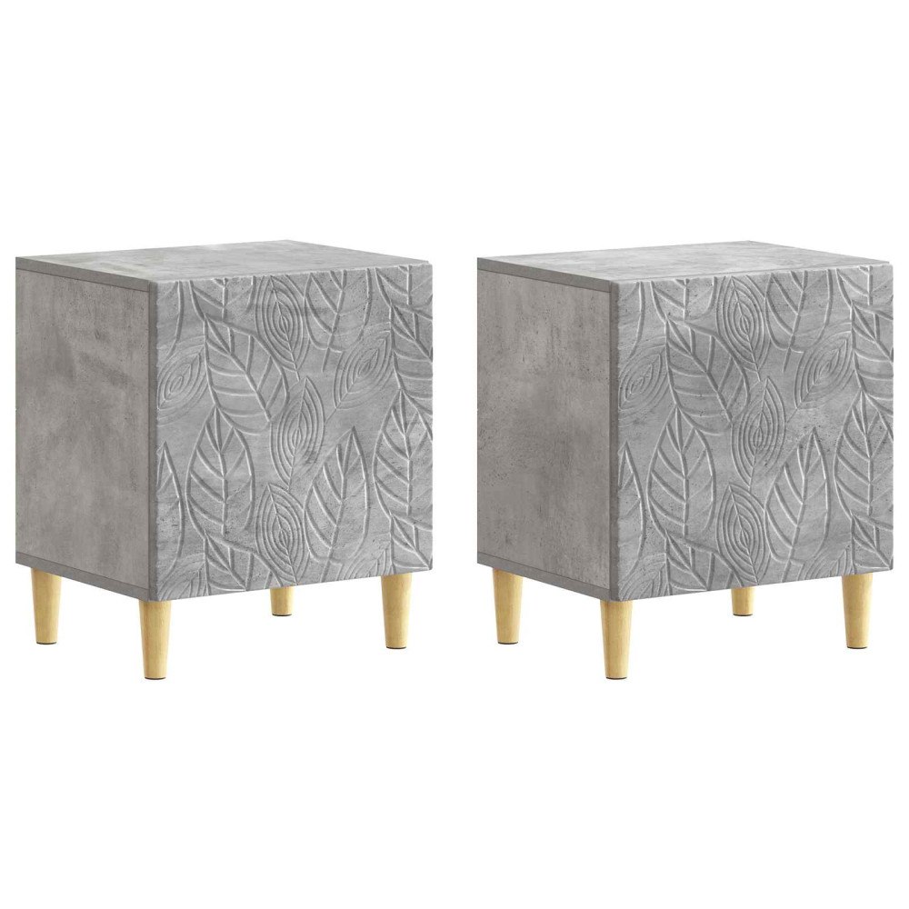 vidaXL Sängbord 2 pcs Betonggrå 43 x 34,5 x 50 cm Konstruerat trä