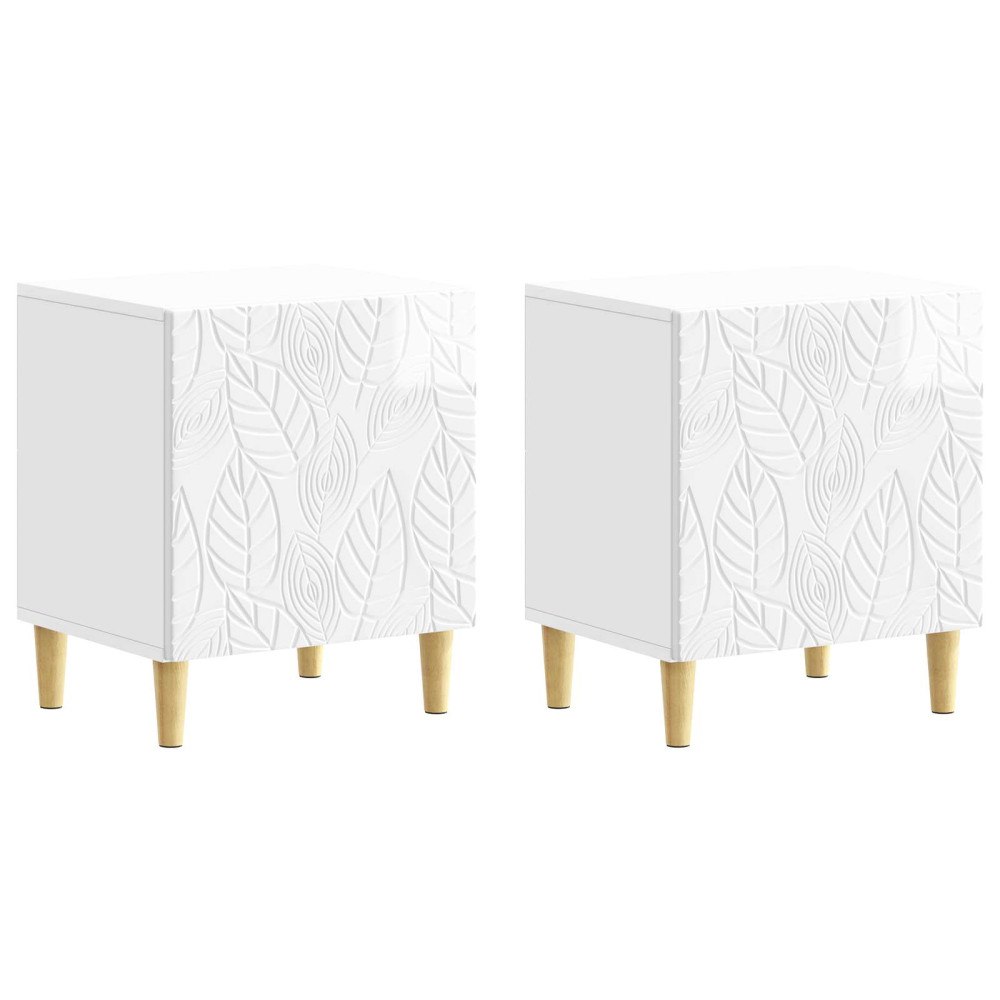vidaXL Sängbord 2 pcs Vit högglans 43 x 34,5 x 50 cm Konstruerat trä