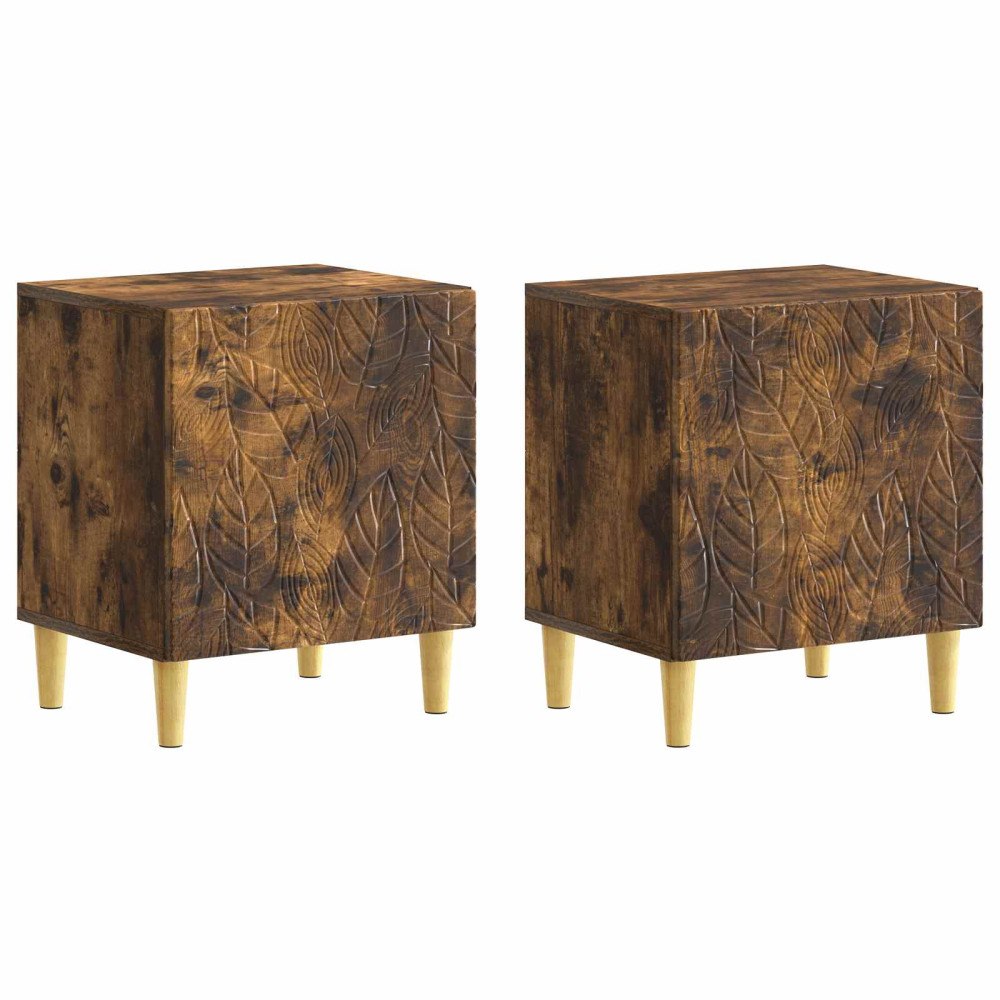 vidaXL Sängbord 2 pcs Rökt ek 43 x 34,5 x 50 cm Konstruerat trä