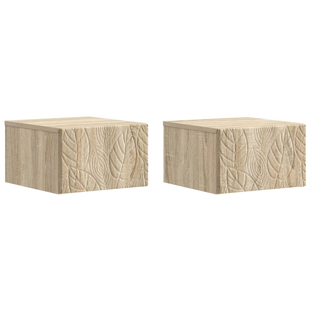 vidaXL Väggmonterad sidobord 2 pcs Sonoma-ek 34,5 x 33 x 20 cm