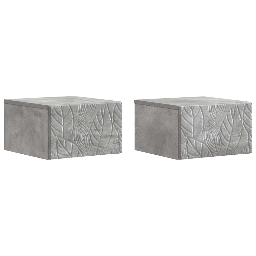 vidaXL Väggmonterad sidobord 2 pcs Betonggrå 34,5 x 33 x 20 cm