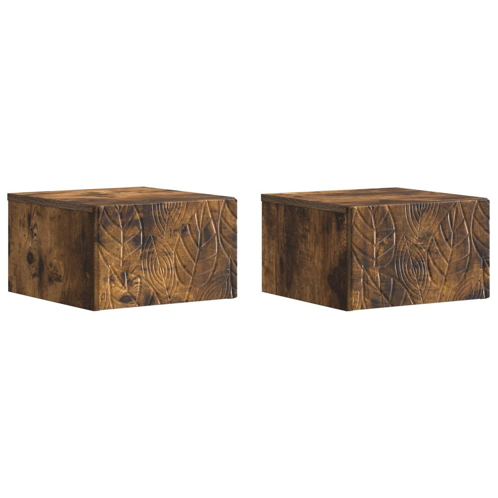 vidaXL Väggmonterat Sängbord 2 pcs Rökt ek 49 x 34,5 x 20 cm