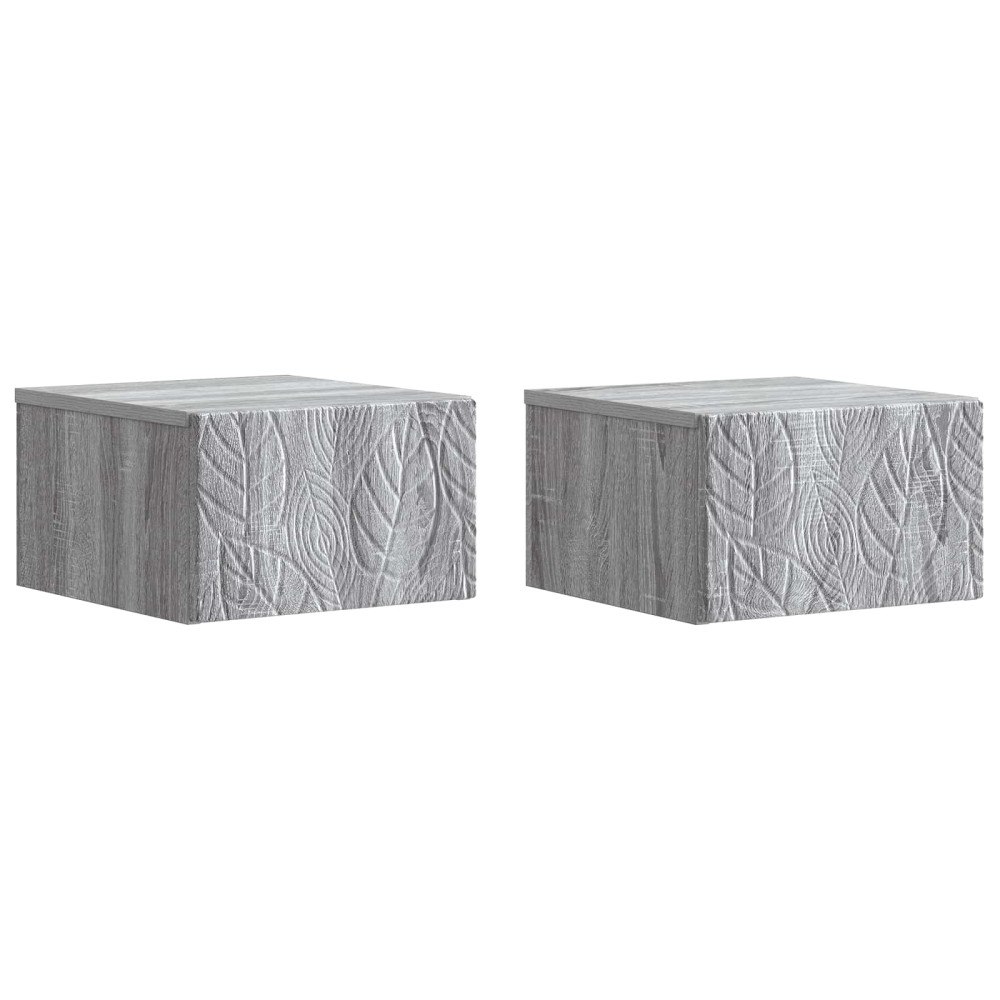 vidaXL Väggmonterat Sängbord 2 pcs Grå Sonoma 49 x 34,5 x 20 cm