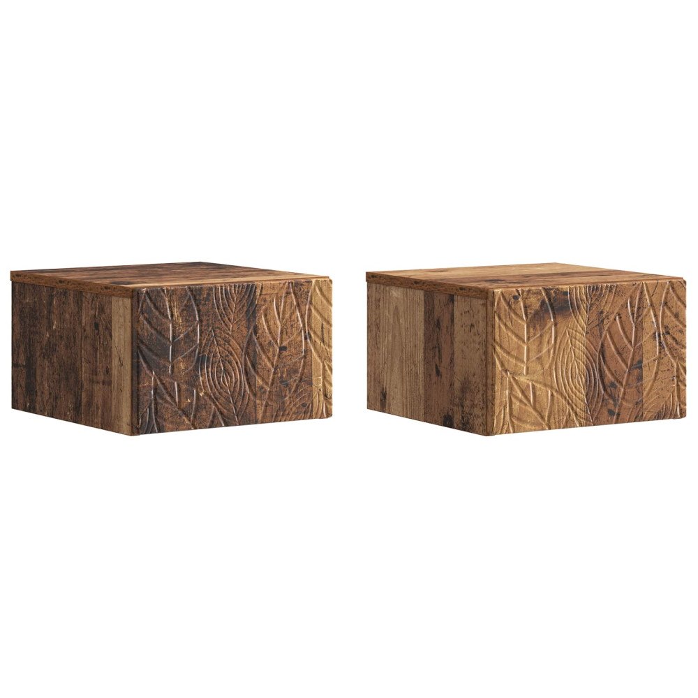 vidaXL Väggmonterat Sängbord 2 pcs Gammalt trä 49 x 34,5 x 20 cm