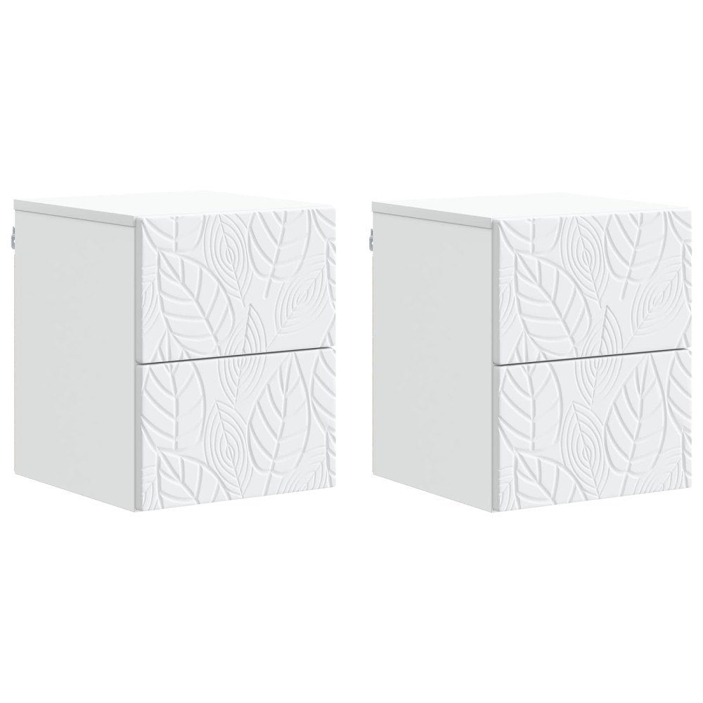 vidaXL Väggmonterat Sängbord 2 pcs Vit 34,5 x 33 x 40 cm