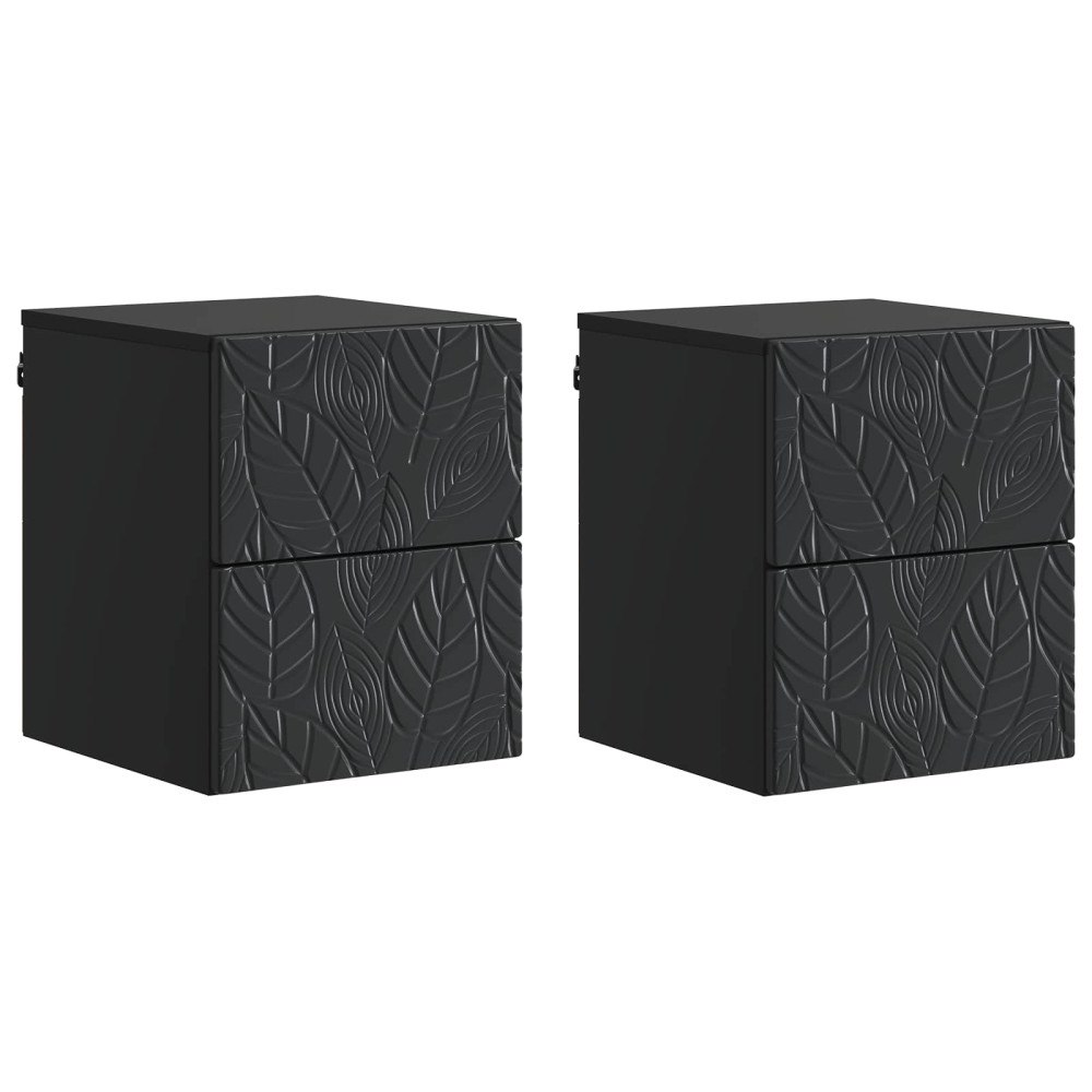 vidaXL Väggmonterat Sängbord 2 pcs Svart 34,5 x 33 x 40 cm