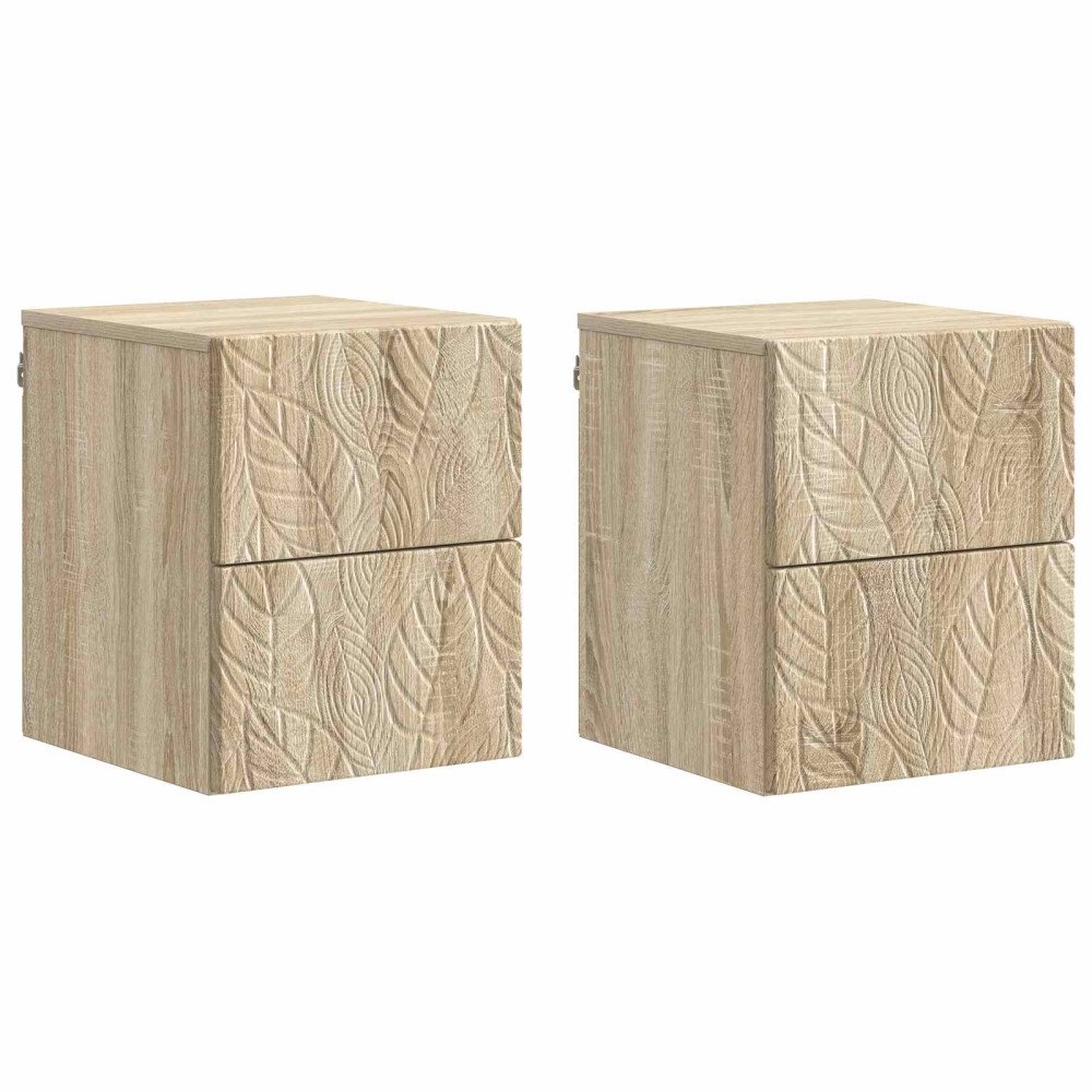 vidaXL Väggmonterat Sängbord 2 pcs Sonoma-ek 34,5 x 33 x 40 cm