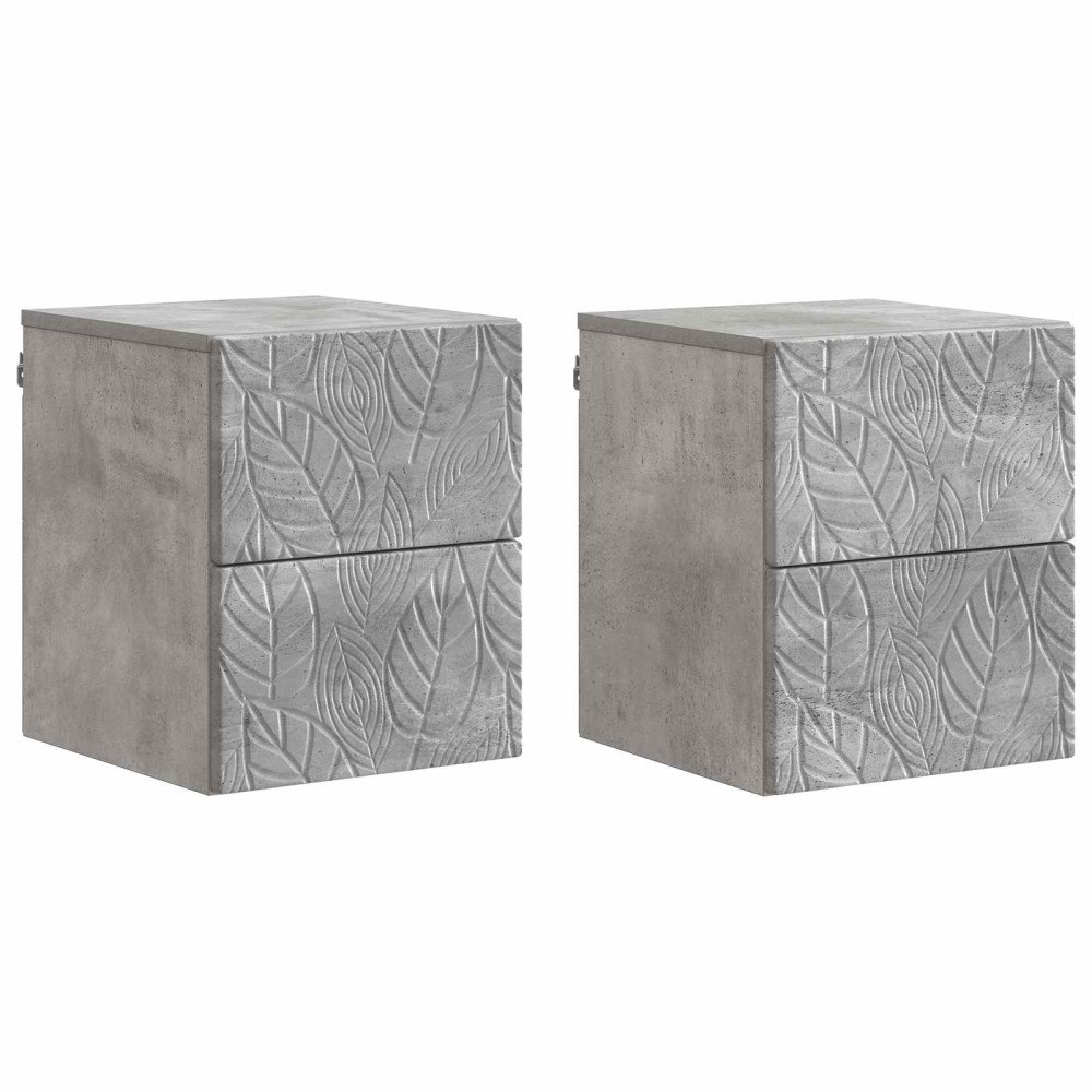 vidaXL Väggmonterat Sängbord 2 pcs Betonggrå 34,5 x 33 x 40 cm