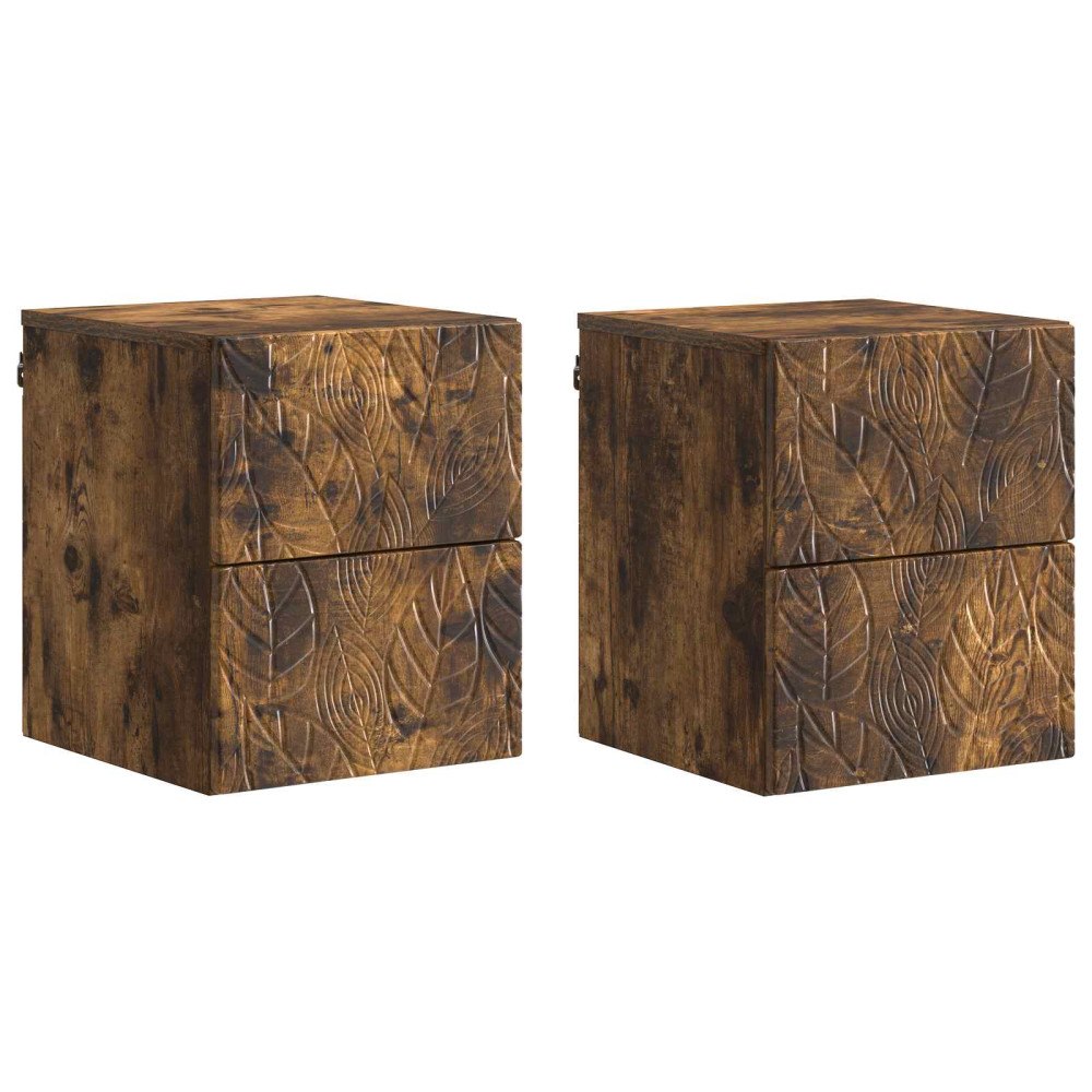 vidaXL Väggmonterat Sängbord 2 pcs Rökt ek 34,5 x 33 x 40 cm
