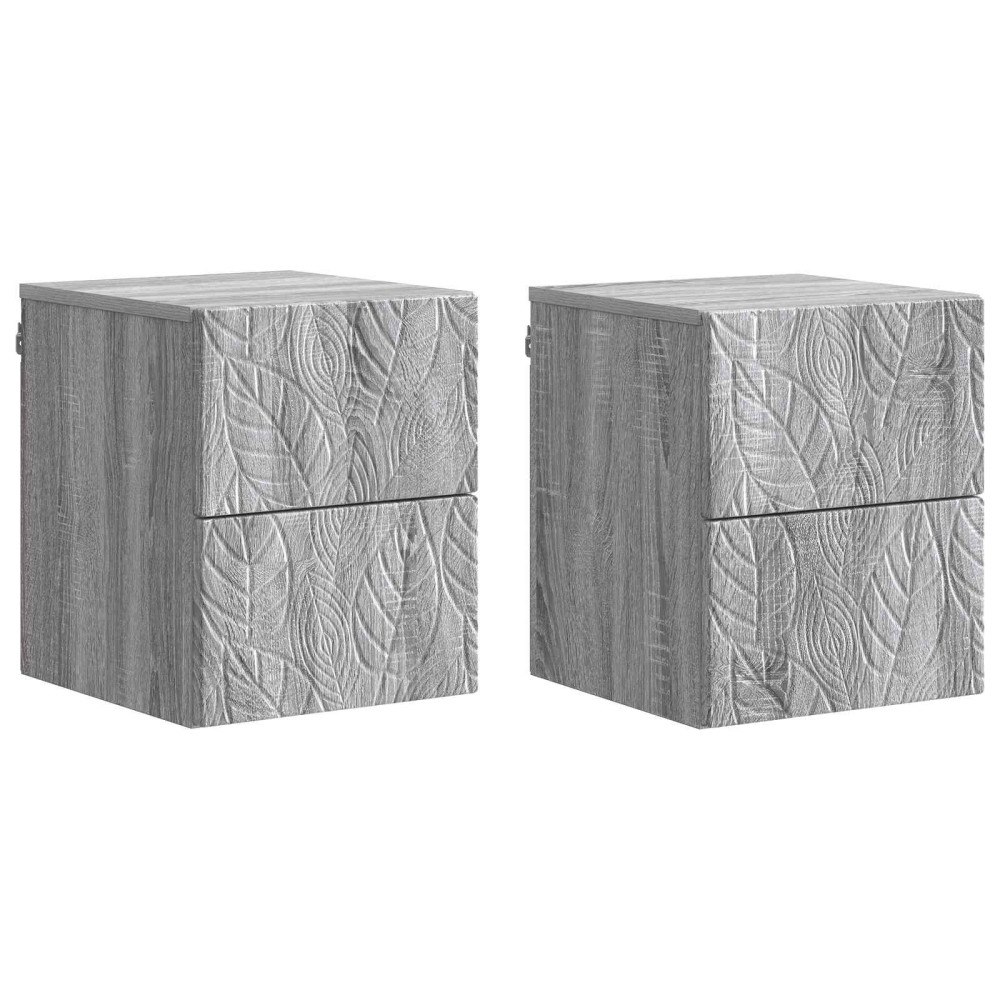 vidaXL Väggmonterat Sängbord 2 pcs Grå Sonoma 34,5 x 33 x 40 cm