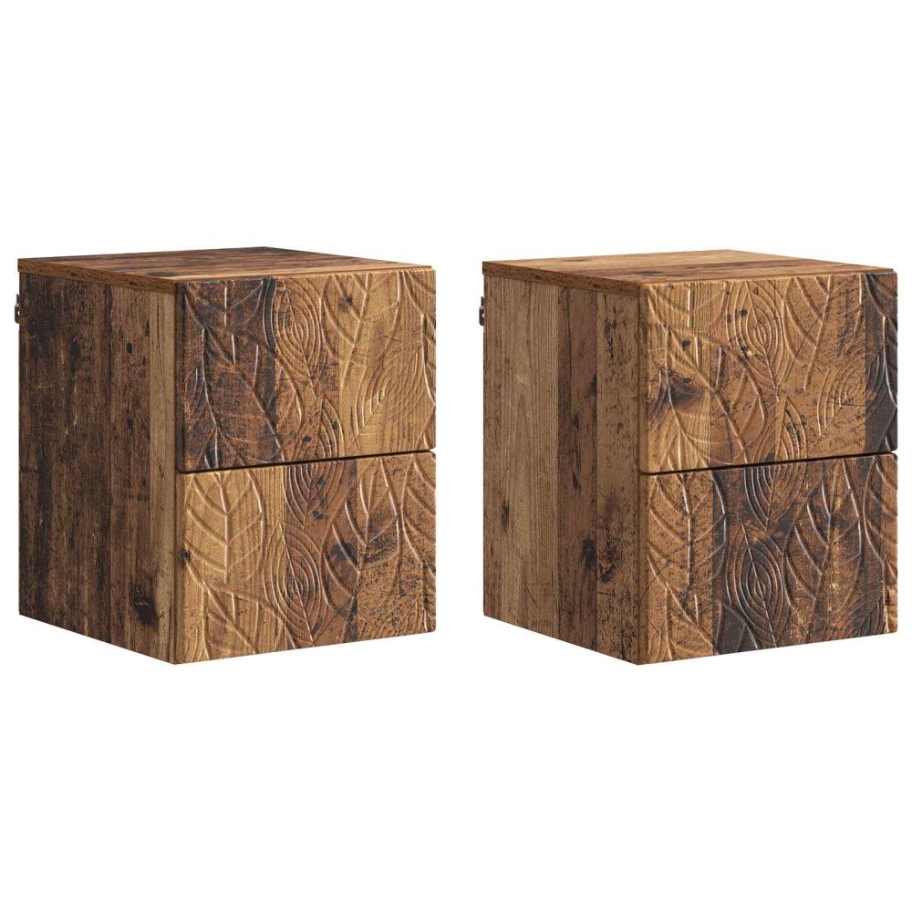 vidaXL Väggmonterat Sängbord 2 pcs Gammalt trä 34,5 x 33 x 40 cm