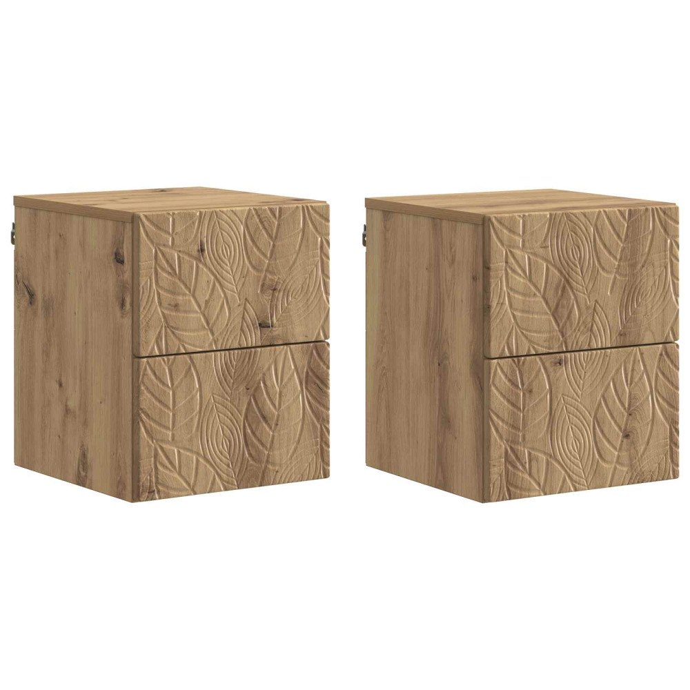 vidaXL Väggmonterat Sängbord 2 pcs Artisan-ek 34,5 x 33 x 40 cm