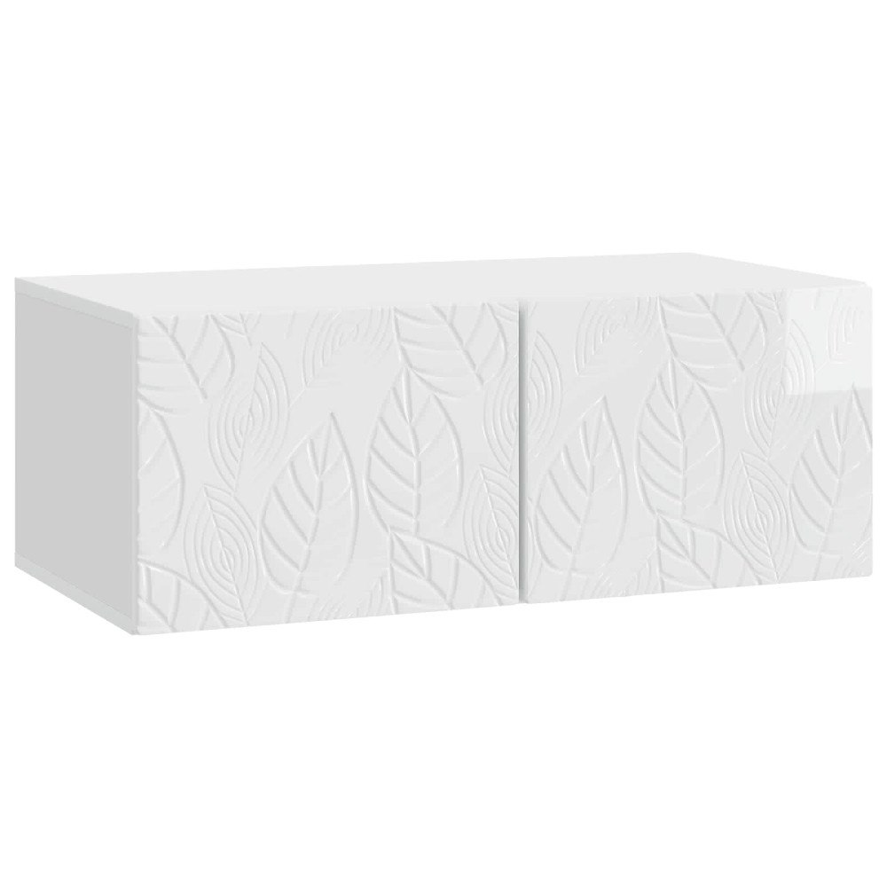 vidaXL Väggmonterad TV-bänk 78,5 x 41 x 30 cm Vit högglans
