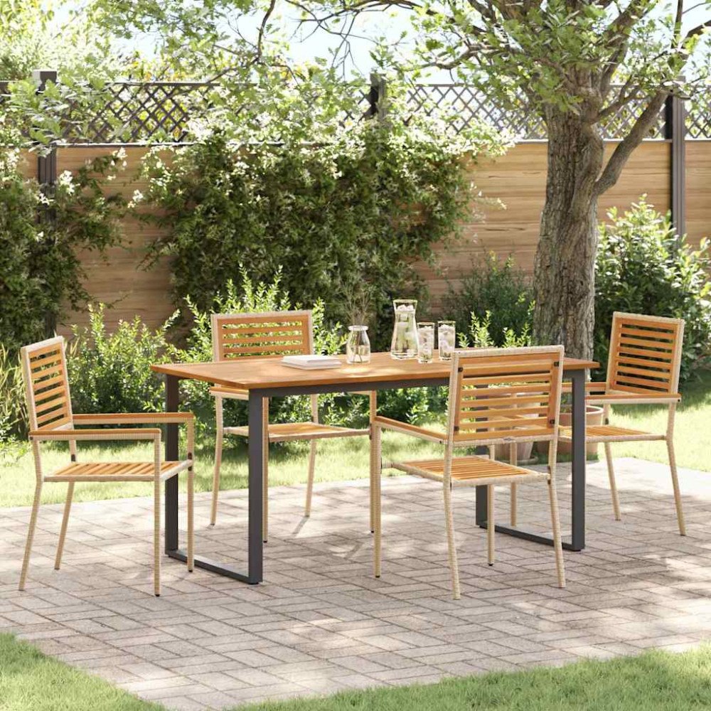 vidaXL Trädgårdsmöbelset 5 pcs Beige Massivt Akaciaträ