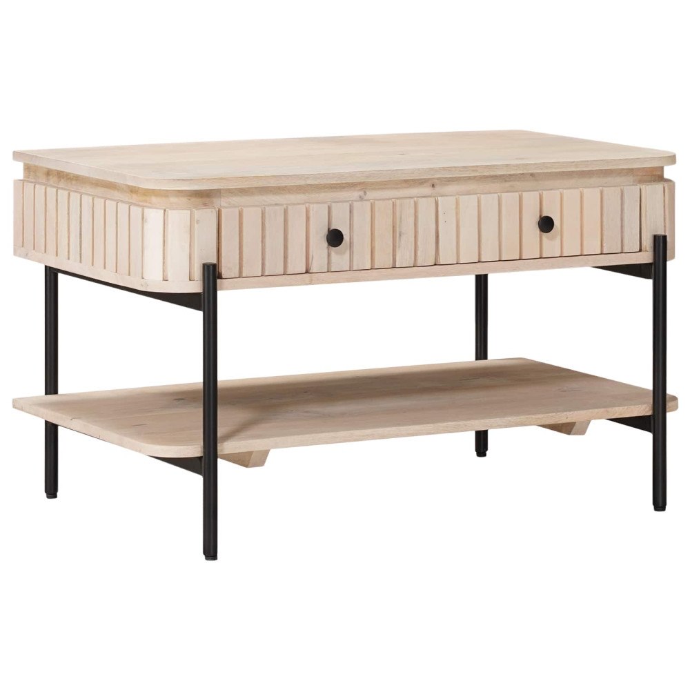 vidaXL Handgjort Soffbord Vit 85 x 45 x 50 cm Massivt mangoträ