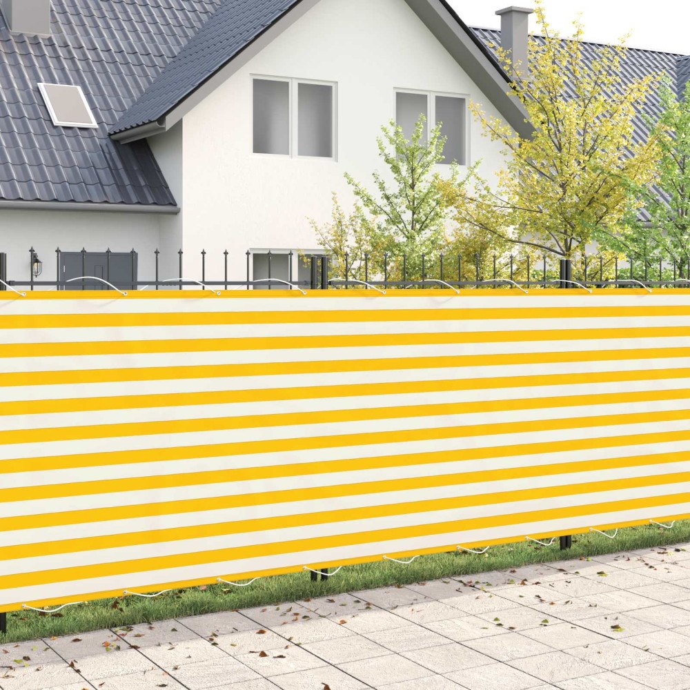 vidaXL Balkongskärm 200 x 1000 cm Tyg med PU-beläggning Gul och Vit