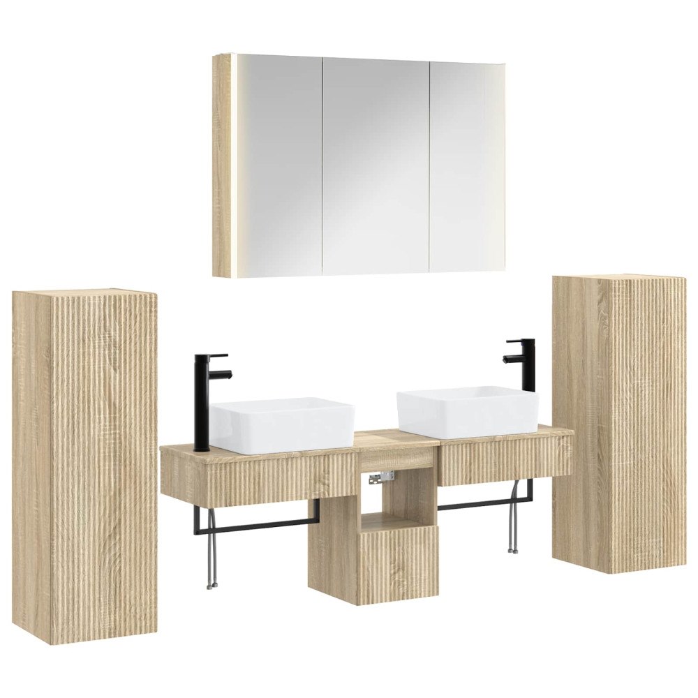 vidaXL Badrumsmöbelset 6 pcs Sonoma-ek Konstruerat trä och glas