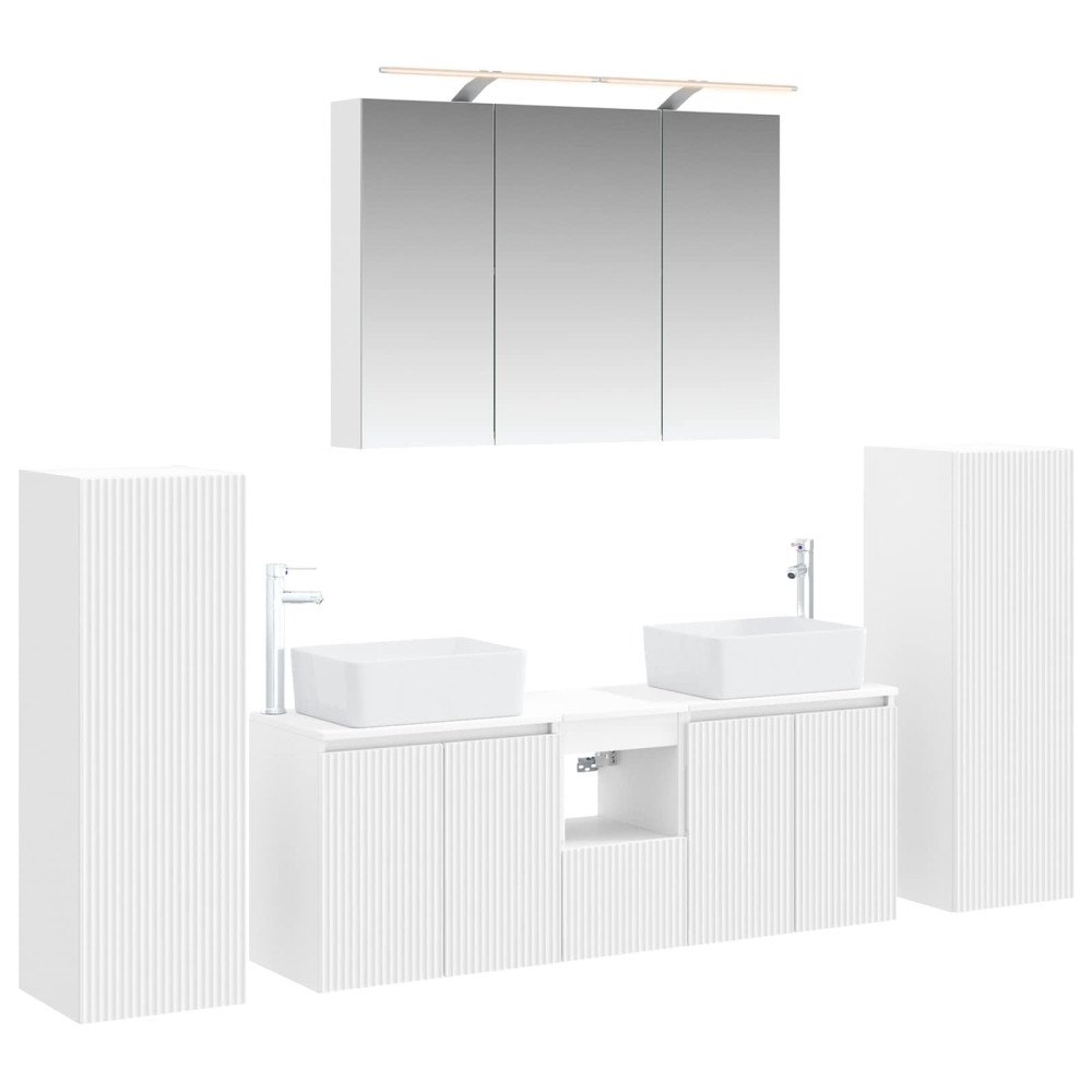 vidaXL Badrumsmöbelset 6 pcs Vit Konstruerat trä och glas