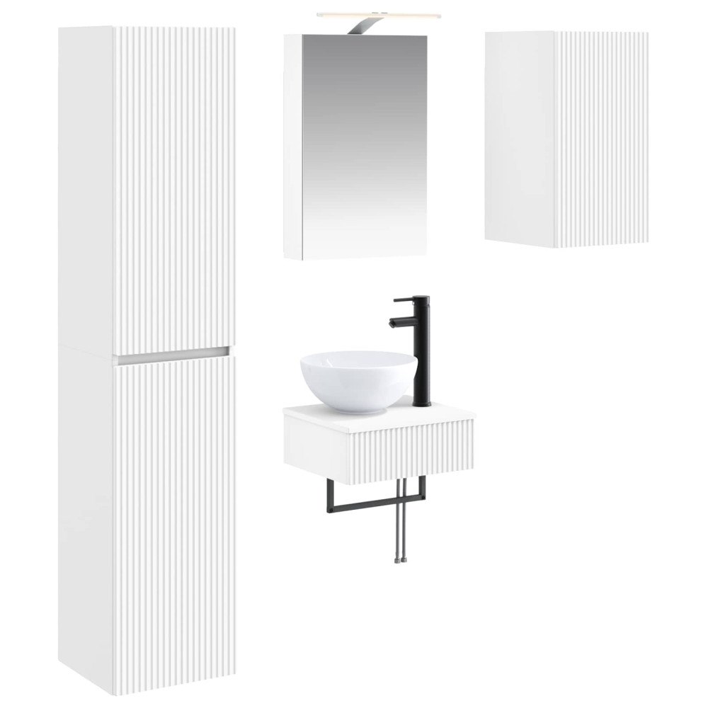 vidaXL Badrumsmöbelset 5 pcs Vit Konstruerat trä och glas