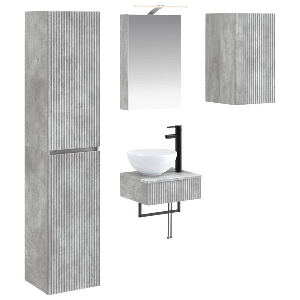 vidaXL Badrumsmöbelset 5 pcs Betonggrå Konstruerat trä och glas