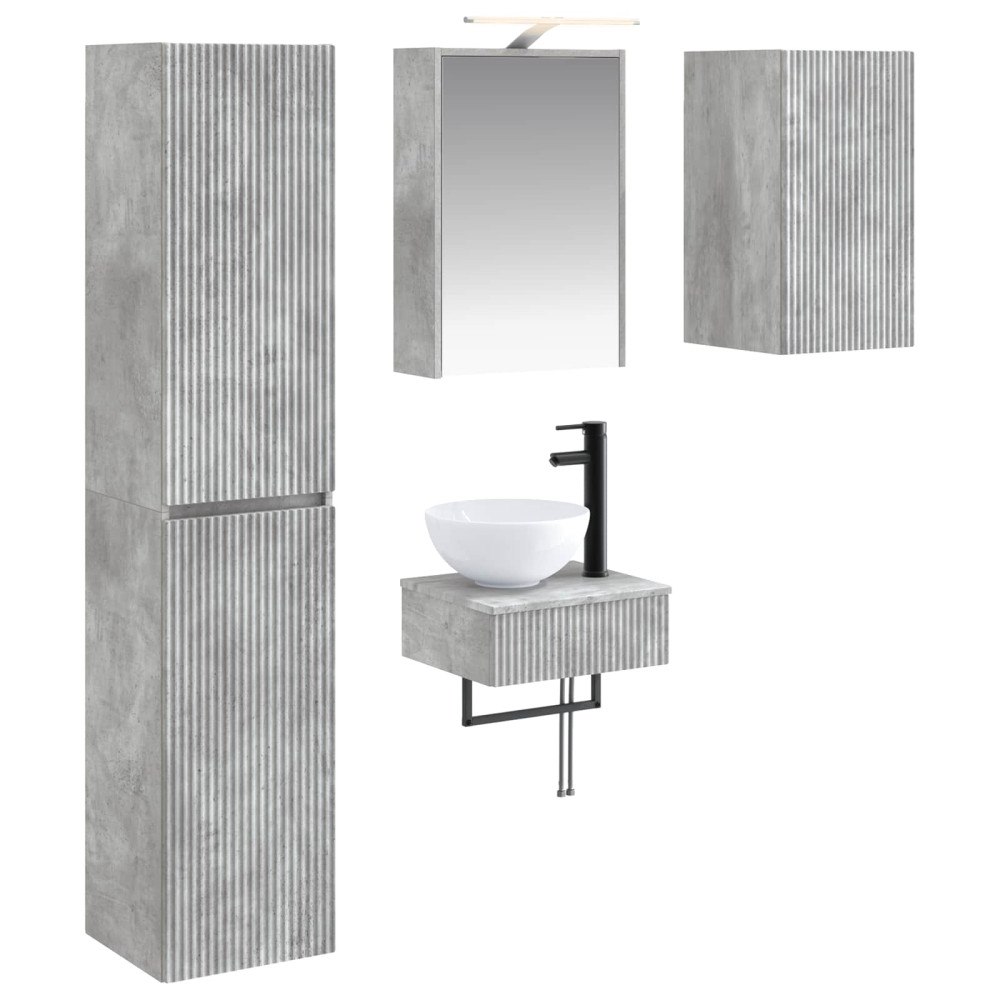 vidaXL Badrumsmöbelset 5 pcs Betonggrå Konstruerat trä och glas