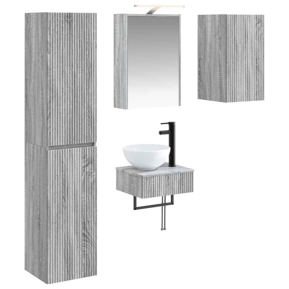 vidaXL Badrumsmöbelset 5 pcs Grå Sonoma Konstruerat trä och glas