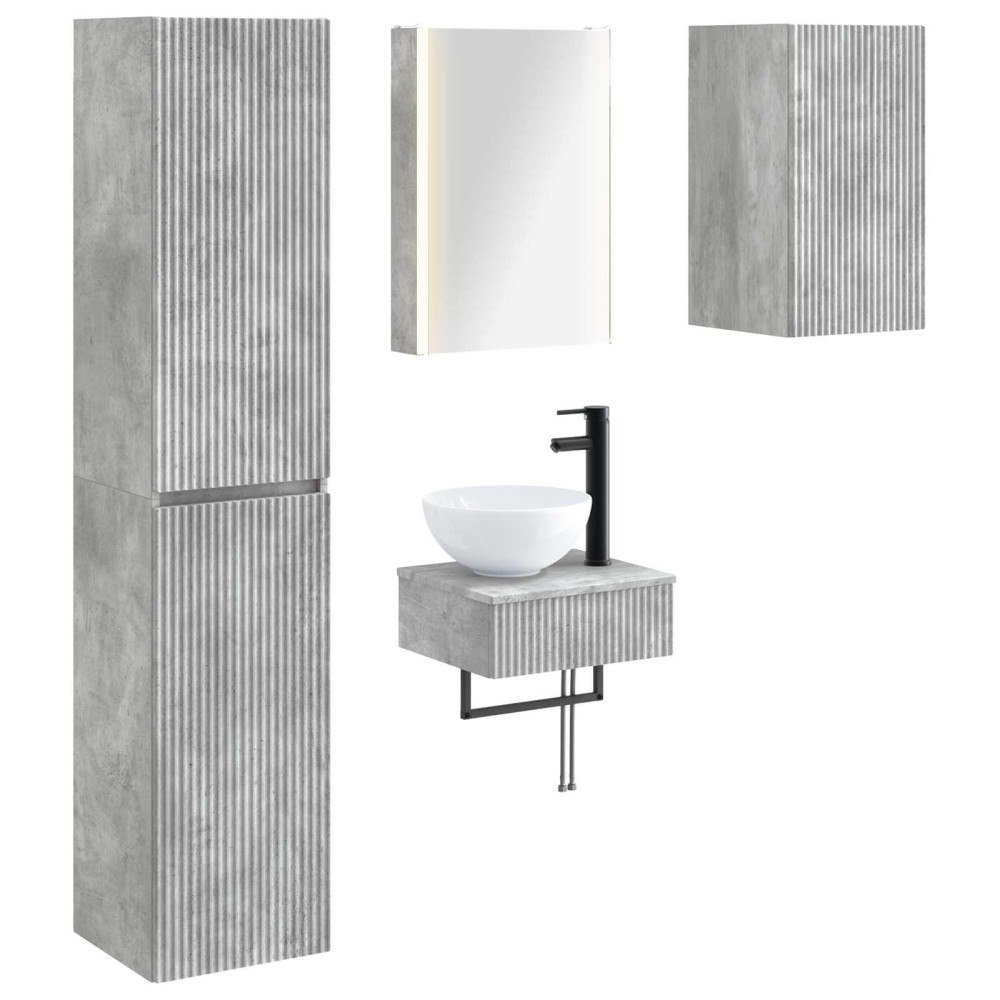 vidaXL Badrumsmöbelset 5 pcs Betonggrå Konstruerat trä och glas