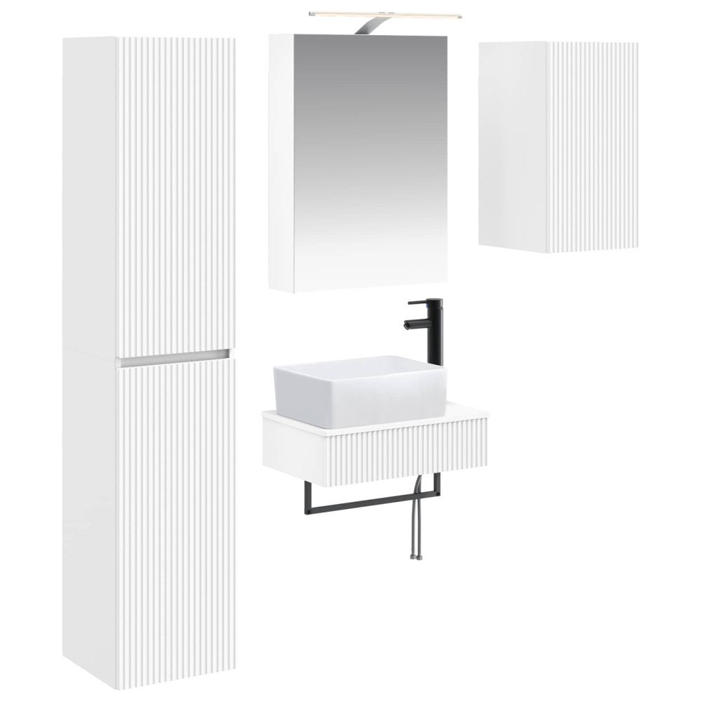 vidaXL Badrumsmöbelset 5 pcs Vit Konstruerat trä och glas