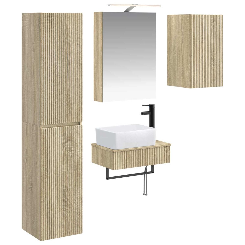 vidaXL Badrumsmöbelset 5 pcs Sonoma-ek Konstruerat trä och glas