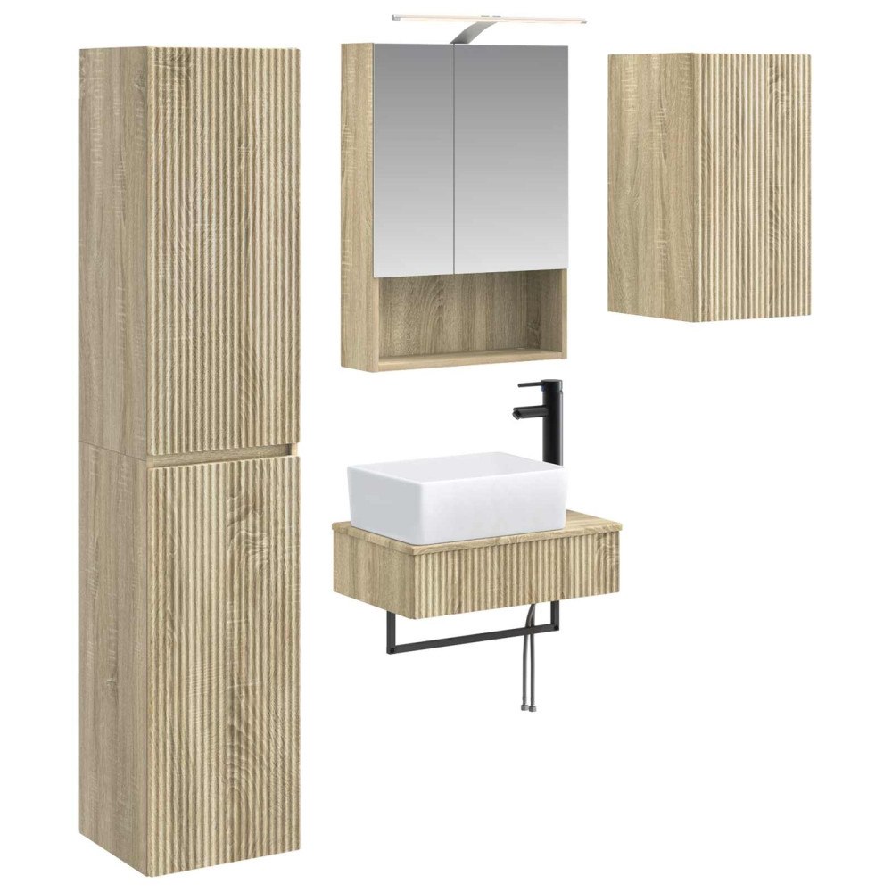 vidaXL Badrumsmöbelset 5 pcs Sonoma-ek Konstruerat trä och glas